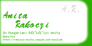 anita rakoczi business card